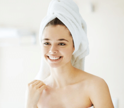 young woman with clear skin