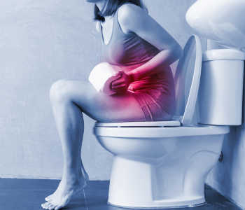 woman on a toilet bowl